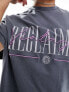 Фото #3 товара Reclaimed Vintage oversized logo t-shirt in washed charcoal