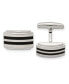 Stainless Steel Polished Black Rubber Rectangle Cufflinks