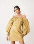 Фото #2 товара ASOS EDITION structured bardot mini dress in honey