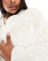 Forever New Curve faux fur coat in cream UK 22 - фото #6