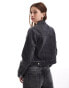 Фото #2 товара Miss Selfridge denim girlfriend jacket in black wash