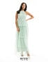 Vila Petite Bridesmaid halterneck tulle midi dress with tiered skirt in mint green cameo green, 40 - фото #3