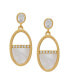 ფოტო #1 პროდუქტის Mother of Pearl and Cubic Zirconia Oval Drop Earrings