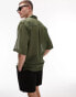 Фото #3 товара Topman short sleeve relaxed fit sheer button through shirt in khaki