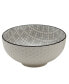 6.5" White Honeycomb Embossed Stoneware Ramen Noodle Bowls, Set of 2