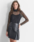 ფოტო #1 პროდუქტის Women's Turtleneck Long-Sleeve Zip-Back Mesh Top