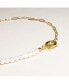 18K Gold Plated Paper Clip Chain with Freshwater Pearls - Lily Necklace 16" For Women