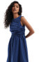 ASOS DESIGN sleeveless midi dress with ruched bodice detail in dusk blue