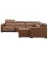 Фото #22 товара Nevio 124" 5-Pc. Leather Sectional with 1 Power Recliner, Headrests and Chaise, Created For Macy's