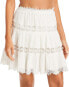 Surf Gypsy Womens Seersucker Crochet Trim A-Line Skirt White Size M