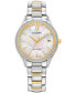 ფოტო #1 პროდუქტის Eco-Drive Women's Crystal Two-Tone Stainless Steel Bracelet Watch 34mm