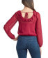 ფოტო #2 პროდუქტის Juniors' Sheer Clip-Dot Ruffle-Trim Long-Sleeve Top