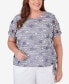 ფოტო #1 პროდუქტის Plus Size All American Lined Space Dye Stars Tee with Side Tie