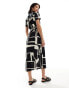 Фото #3 товара Vero Moda maxi buttondown shirt dress in abstract mono print