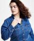 Фото #4 товара Plus Size Ellie Button-Down Denim Dress