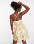 Фото #4 товара Miss Selfridge strappy pleated rara mini dress in gold