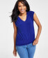 Фото #1 товара Women's V-Neck Ruched-Shoulder Top, Created for Macy's