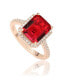 ფოტო #5 პროდუქტის Suzy Levian Sterling Silver Large Emerald-Cut Cubic Zirconia Halo Ring