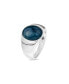 Dark Blue Apatite Gemstone Sterling SIlver Men Signet Ring