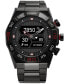 ფოტო #1 პროდუქტის Men's CZ Smart Hybrid Black-Tone Stainless Steel Bracelet Smart Watch 44mm