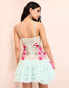 ASOS LUXE 3D floral pearl embellished mini dress with tulle skirt in blue Синий, 34 - фото #4