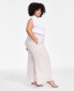 Фото #3 товара Брюки широкие женские Bar III Trendy Plus Size Pull-On, созданные для Macy's