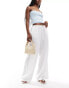 Фото #4 товара ASOS DESIGN drawstring waist twill wide leg trouser in ivory