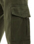 ONLY & SONS linen mix tapered cargo trouser in khaki