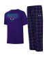 ფოტო #1 პროდუქტის Men's Purple, Black Charlotte Hornets Arctic T-shirt and Pajama Pants Sleep Set