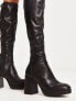 Schuh Wide Fit Della second skin heeled knee boots in black