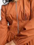 ASOS DESIGN cotton utility drop waist maxi dress with zip detail in tobacco