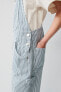 Striped denim long dungarees