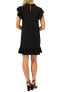 CeCe 297640 Flutter Sleeve Ruffle Dress in Rich Black, Size Large