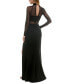 Фото #2 товара Juniors' Mock-Neck Long-Sleeve Slit-Front Gown