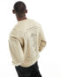 Фото #2 товара ONLY & SONS boxy fit sweater with hamsa hand back print in beige