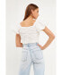 Фото #4 товара Women's Shirring Detail Puff Sleeve Cropped Top