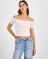 Фото #1 товара Juniors' Off-The-Shoulder Long-Sleeve Top