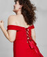 Фото #4 товара Juniors' Off-The-Shoulder Lace-Up Gown, Created for Macy's