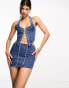 Kyo The Brand denim mini skirt with cut out embellishment detail co-ord in blue