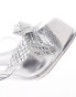 Simmi London Wide Fit Ashleigh clear mid heeled mules with embellished bow in silver Серебристый, 40 - фото #3