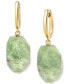 ფოტო #1 პროდუქტის Dyed Green Jade Freeform Dangle Hoop Drop Earrings in 14k Gold-Plated Sterling Silver
