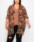 ფოტო #1 პროდუქტის Plus Size Dragon Print Mesh Roll Sleeve Kimono Top