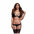 Black Lacy Bra Garter &amp; Open Crotch Panty One Size Baci Lingerie BW3101