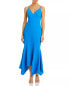 Фото #1 товара Aqua Asymmetric Flounce Cocktail Dress in Blue Size 8
