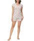 Women's Printed Short Sleeve Top with Shorts Pajama Set, 2-Piece