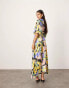 ASOS EDITION blouson sleeve cut out midi dress in oversized floral print