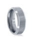 ფოტო #2 პროდუქტის Brushed and Polished Silver 8mm Tungsten Ring