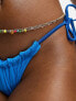 We Are We Wear – Melissa – Wendbare, gerippte Bikinihose in Blau mit seitlicher Schnürung