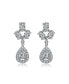 Фото #2 товара Sterling Silver with White Gold Plated Clear Pear with Oval and Round Cubic Zirconia Accent Drop Earrings