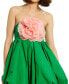 Фото #3 товара Women's Faille Strapless Flower Detail Mini Dress